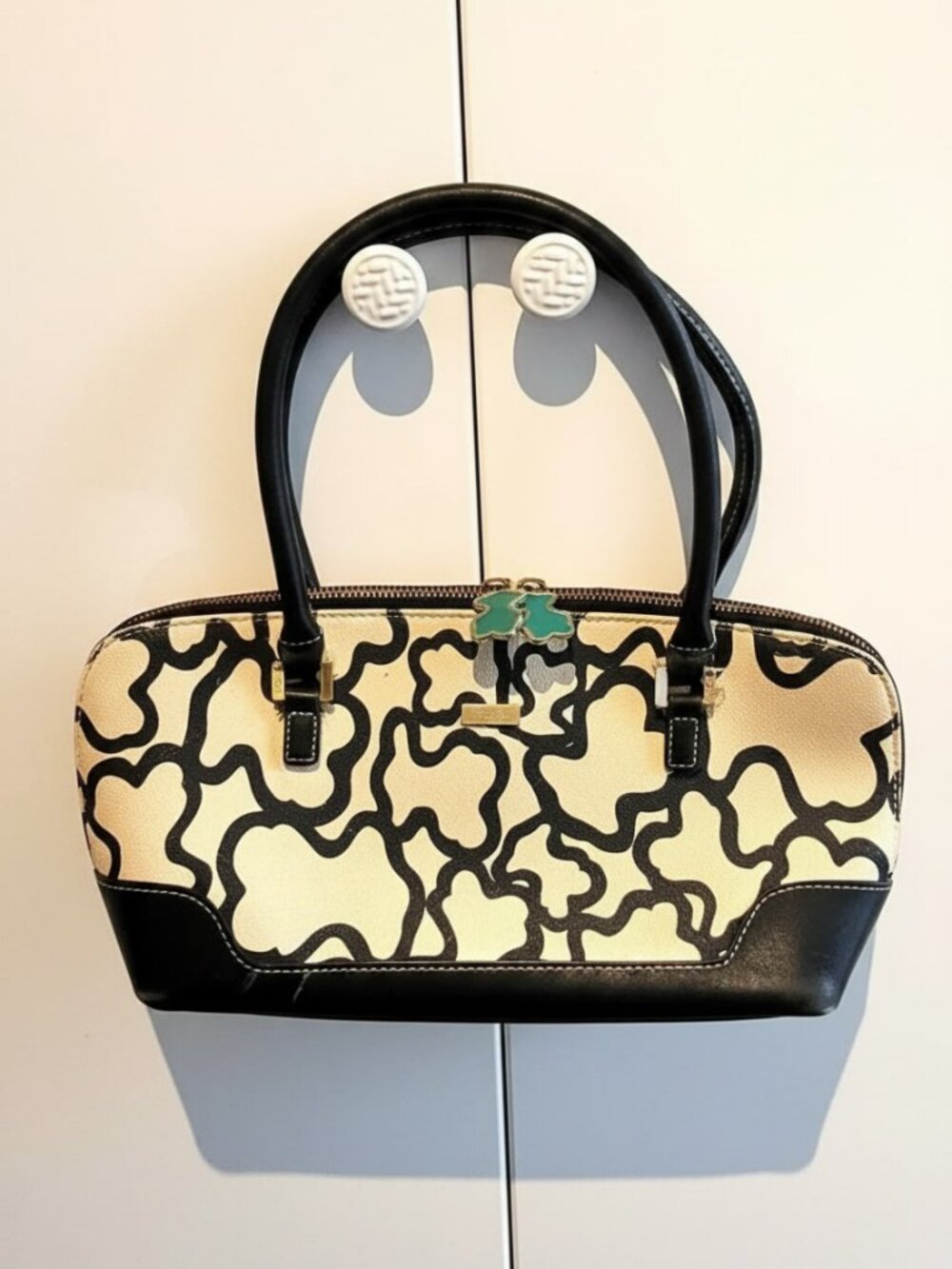 Tous Vintage Y2K Kaos Bag Beige/Black Bear Print